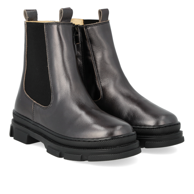 Angulus ADULT chunky chelsea boot With Zipper Shine/Black Elastic