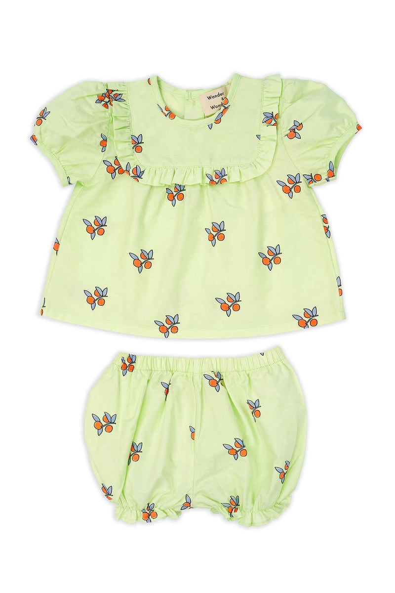 Wander & Wonder Baby Ruffle Set mint tangerine