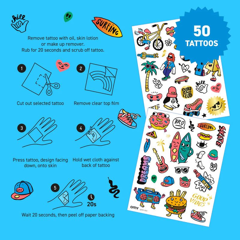 OMY Temporary Tattoos Surf&Skate