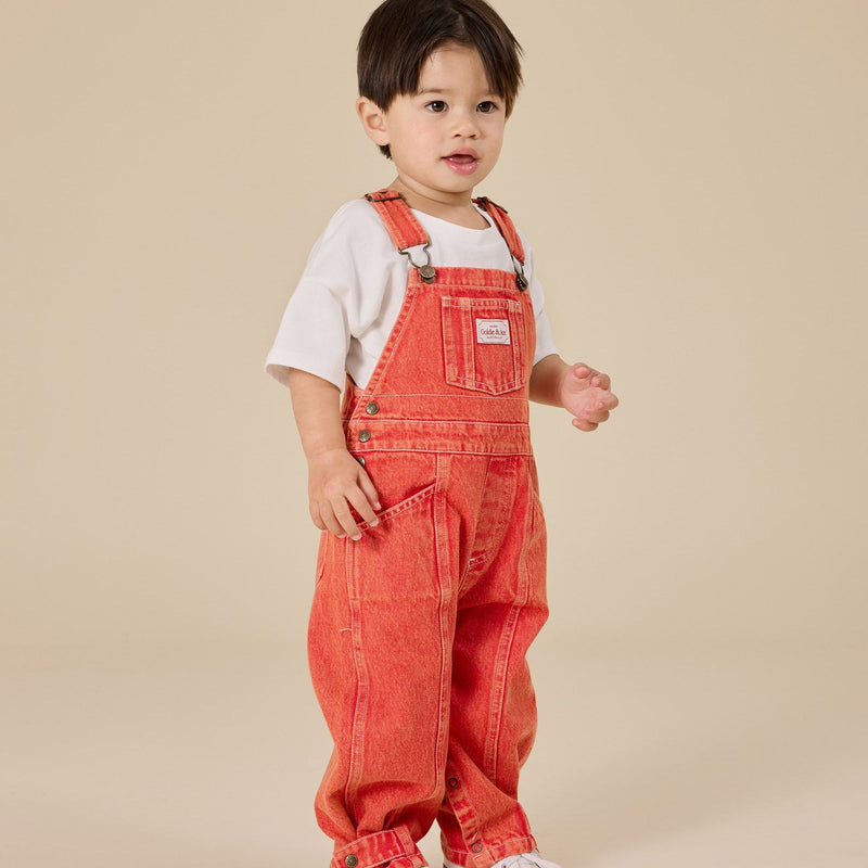 Goldie + Ace Blake Vintage Washed Denim Overalls Apple Red