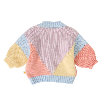 Goldie + Ace Colour Block Knit Cardigan Blue/Pink
