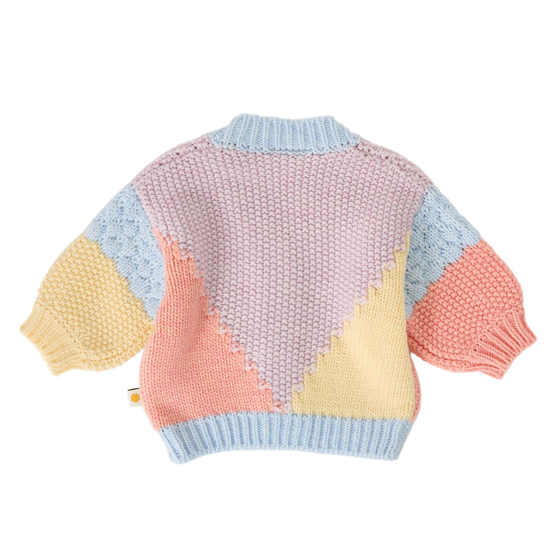 Goldie + Ace Colour Block Knit Cardigan Blue/Pink