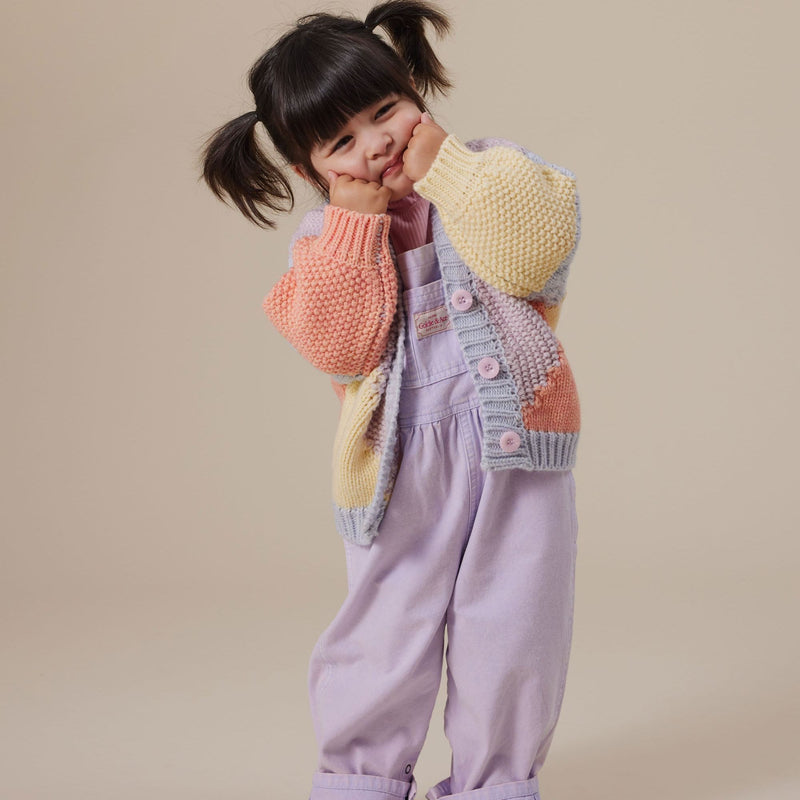 Goldie + Ace Colour Block Knit Cardigan Blue/Pink