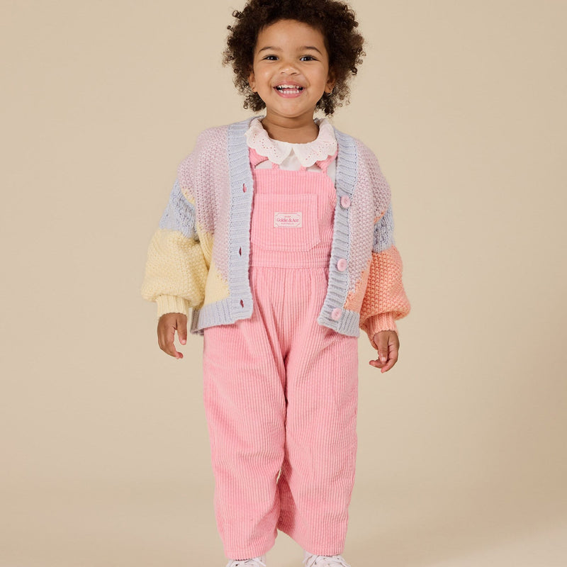 Goldie + Ace Colour Block Knit Cardigan Blue/Pink