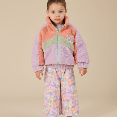 Goldie + Ace Frankie Sherpa Jacket Lilac/Peach/Mint