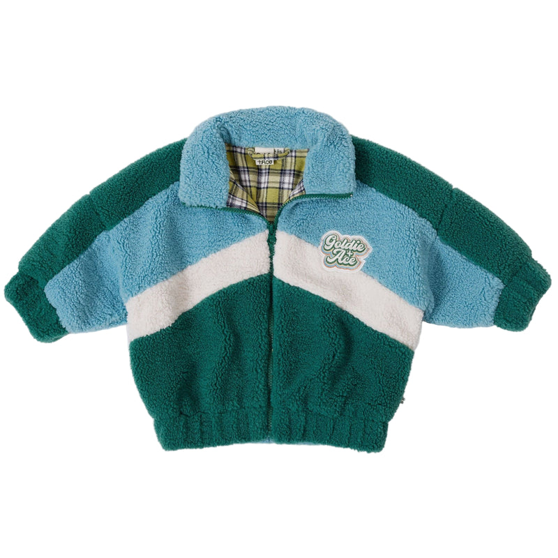 Goldie + Ace Frankie Sherpa Jacket Teal/Cream/Dark Jade