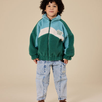 Goldie + Ace Frankie Sherpa Jacket Teal/Cream/Dark Jade
