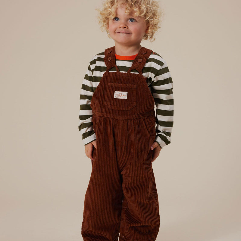 Goldie + Ace Sammy Corduroy Overalls Chocolate