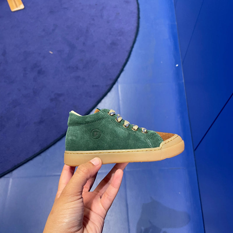 Falcotto BABY Sneaker Snopes Zip Suede Green Bottle-Cuoio