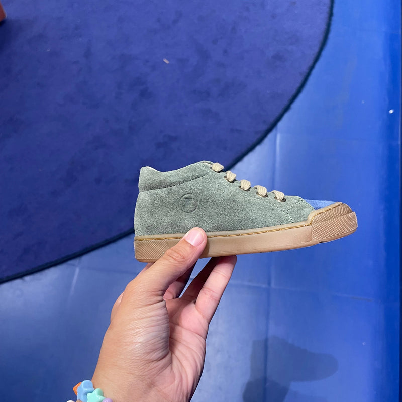 Falcotto KIDS Sneaker Snopes Zip Suede Green Spazz. Olive-Azure