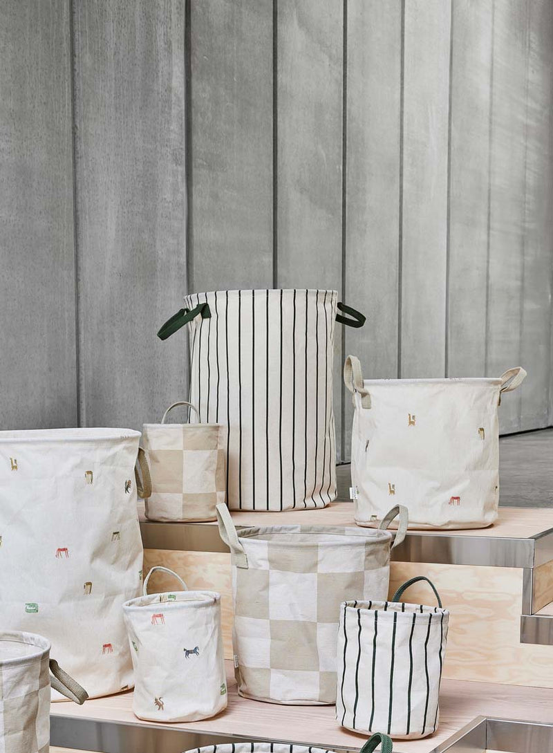 Oyoy Living Raita Laundry/Storage Basket Green/Offwhite
