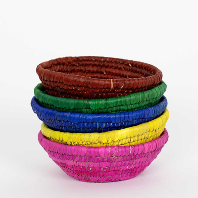 Afro Art Palm Color Mini Basket Blue