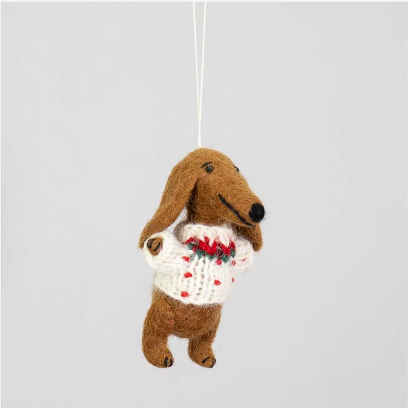 Afro Art Christmas Ornament Dog In Sweater