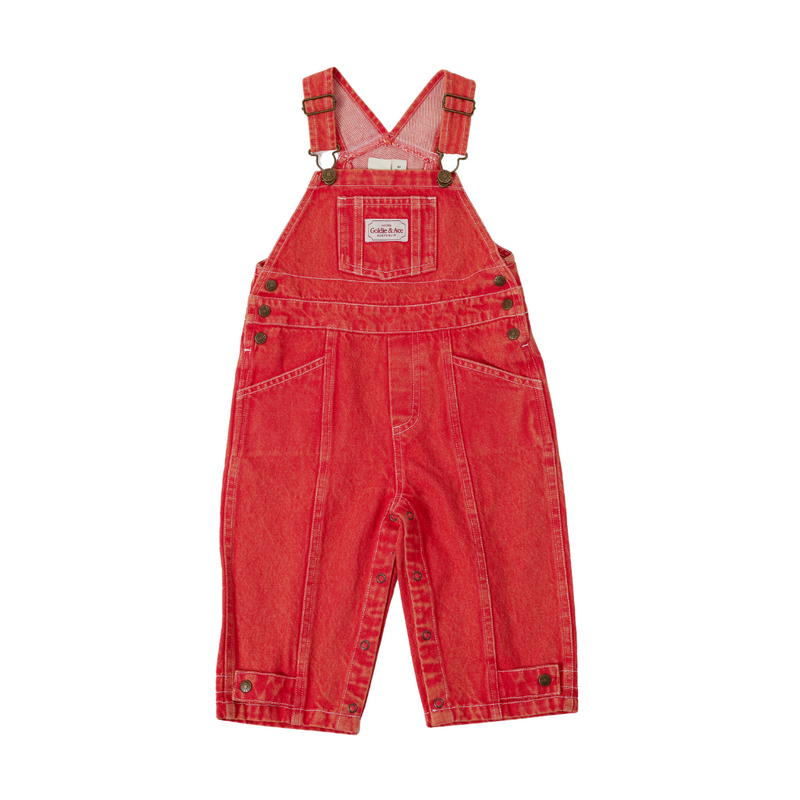 Goldie + Ace Blake Vintage Washed Denim Overalls Apple Red