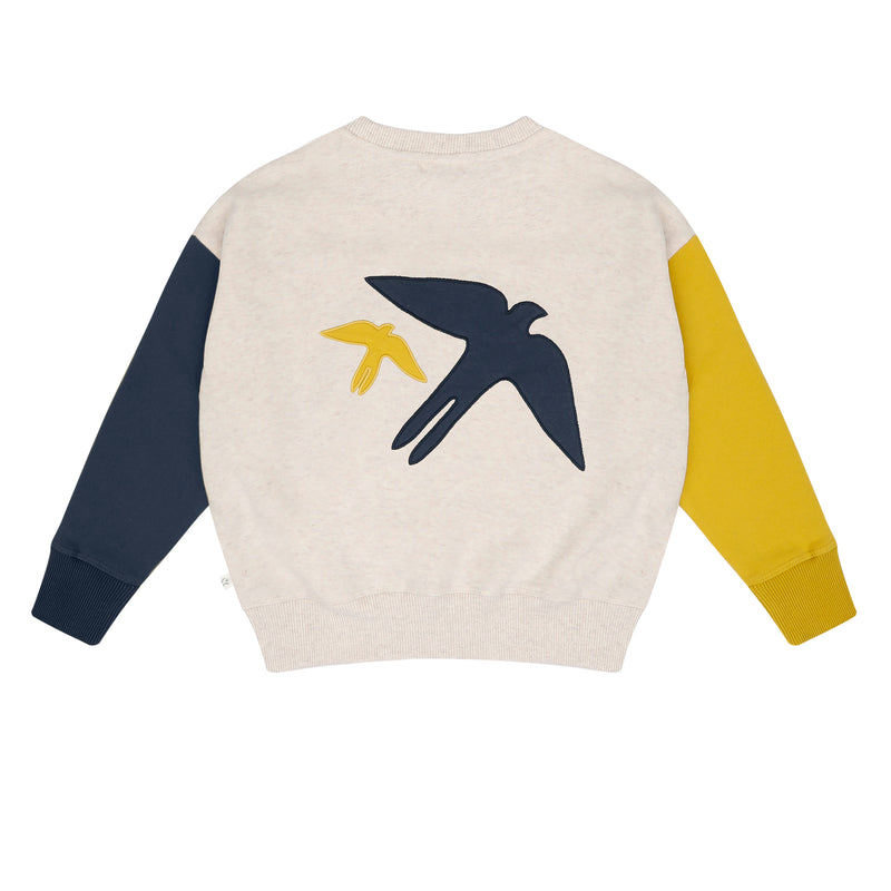 Jenest Lucky Bird Sweater Ecru Melange/ Gold/ Blue
