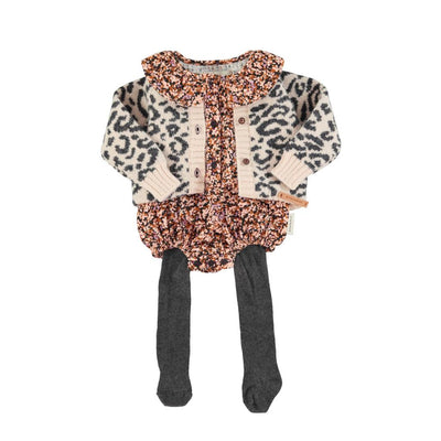 Piupiuchick Baby Knitted cardigan Light Pink With Black Animal Print