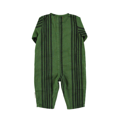 Piupiuchick Baby Jumpsuit Green With Black Stripes