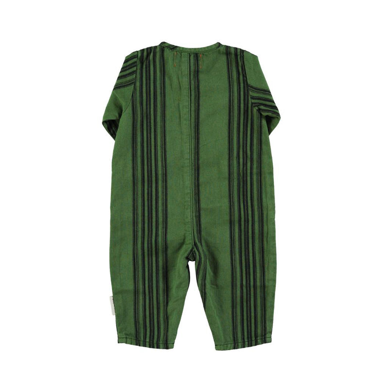 Piupiuchick Baby Jumpsuit Green With Black Stripes