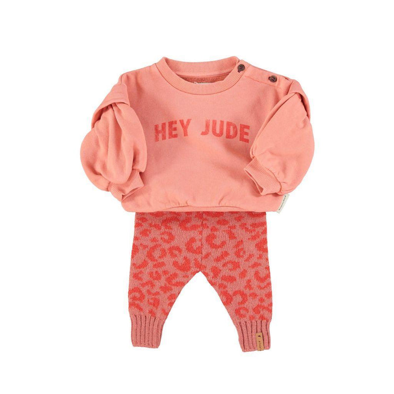 Piupiuchick Baby Sweatshirt Pink With "hey jude" Print