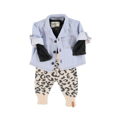 Piupiuchick Baby Knitted Leggings Light Pink With Black Animal Print
