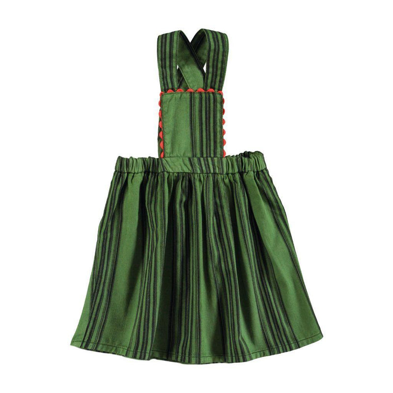 Piupiuchick Short Dress Green With Black Stripes