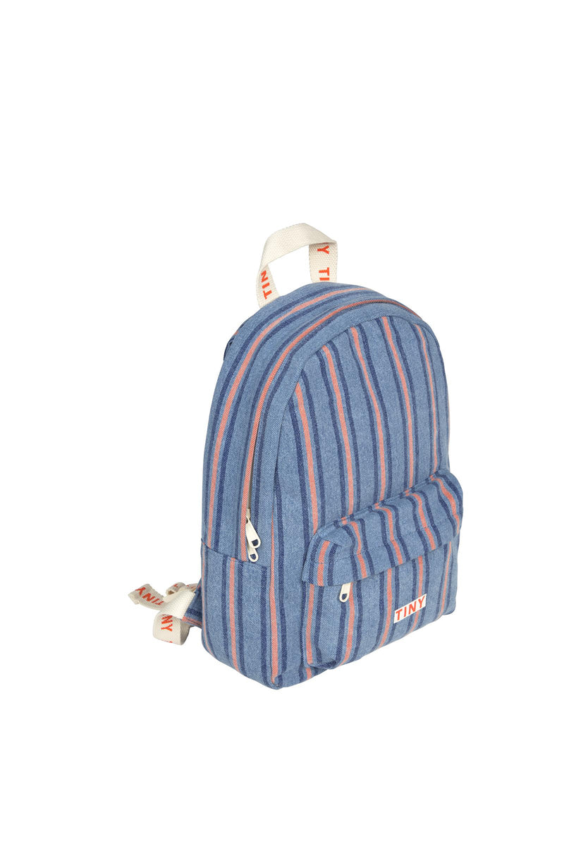Tiny Cottons Stripes Denim Backpack Light Blue Denim