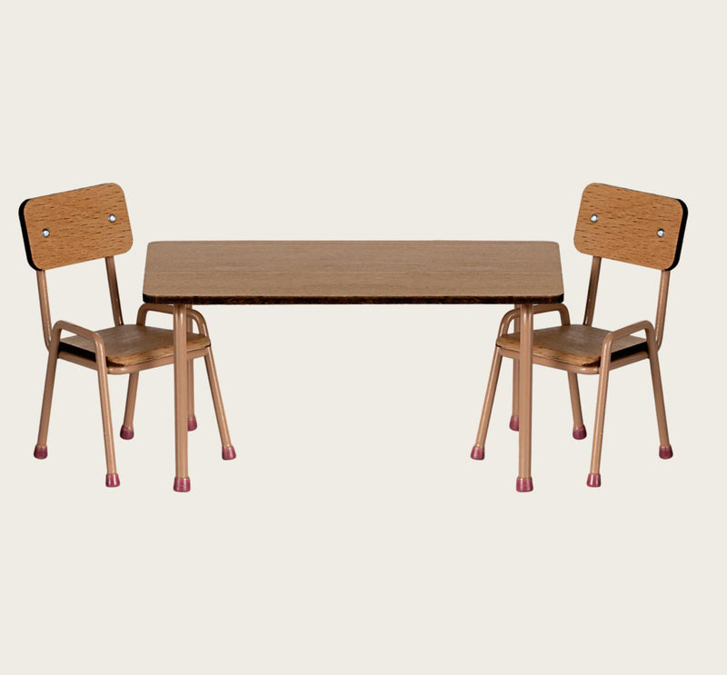 Maileg Table and Chair Set, Mouse Dark