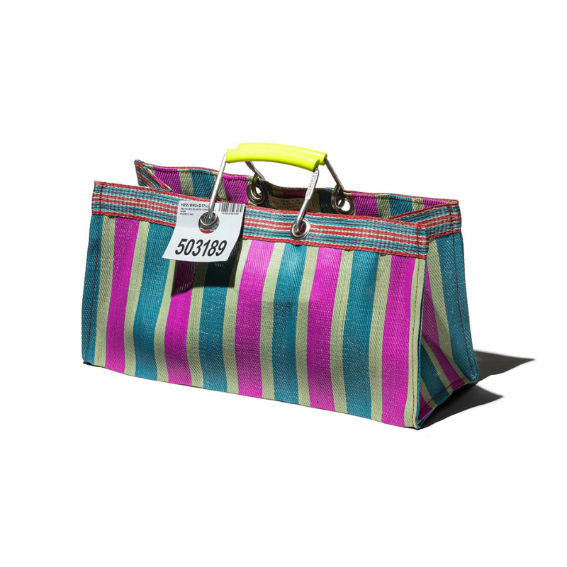 Puebco Recycled Plastic Stripe Bag Wide Green/Pink