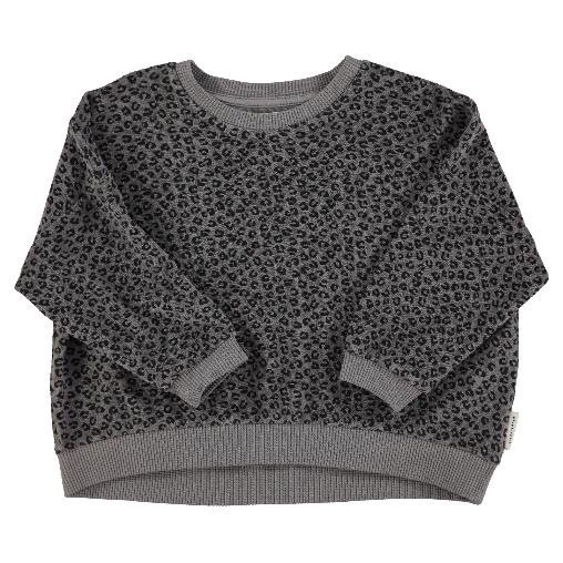 Piupiuchick Terry Cotton Sweatshirt Grey With Animal Print