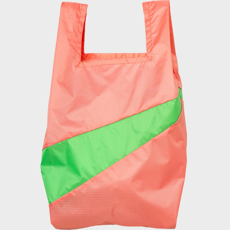 Susan Bijl The New Shopping Bag Coral & Greenscreen Medium