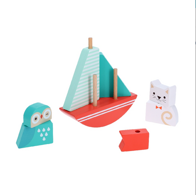 Petit Collage Stacking Toy Owl And Cat