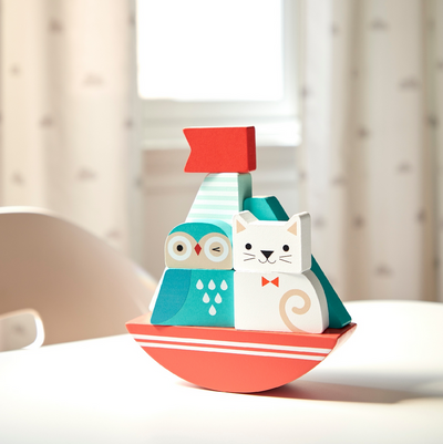 Petit Collage Stacking Toy Owl And Cat