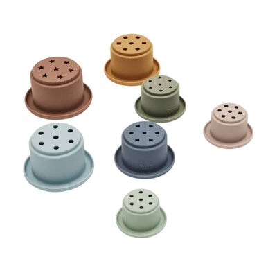 Oyoy Tawa Silicone Stacking Cups Caramel/Blue