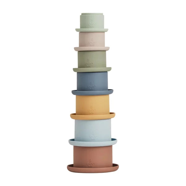 Oyoy Tawa Silicone Stacking Cups Caramel/Blue