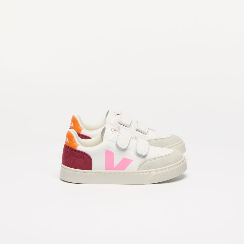 Veja KIDS Small V-12 Leather White Multico Marsala