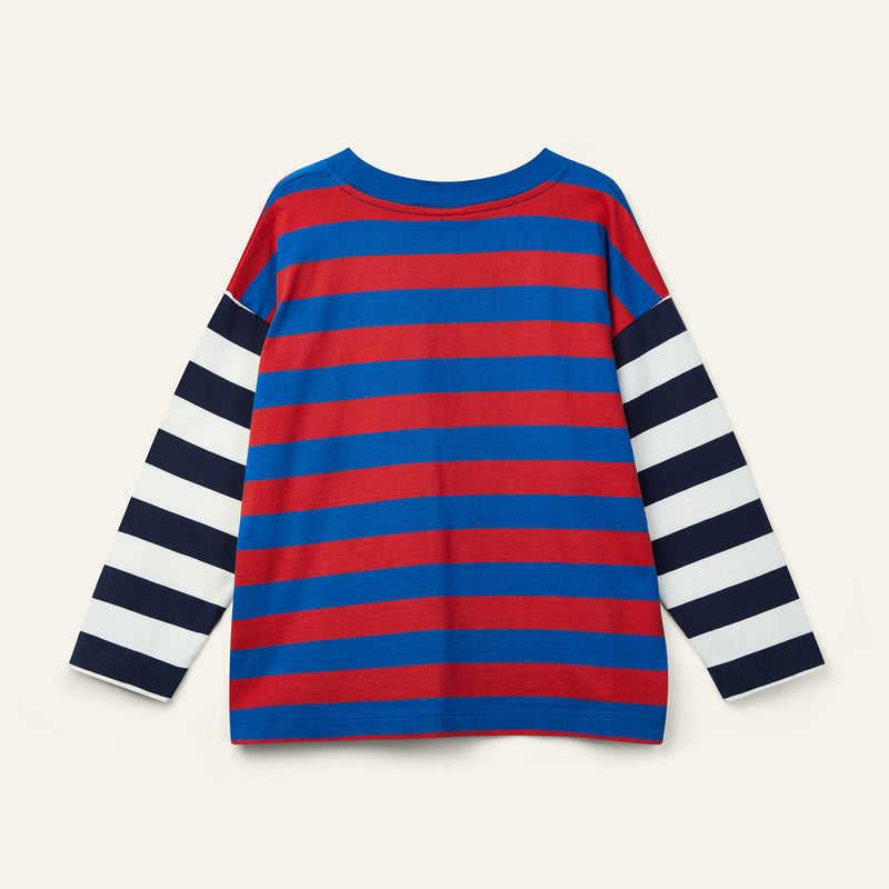 Wynken Duo Stripe Tee Ladybird/Snow Blue