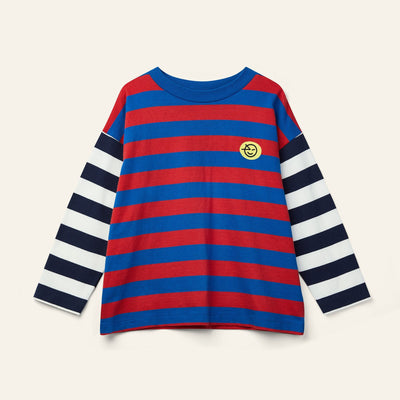 Wynken Duo Stripe Tee Ladybird/Snow Blue