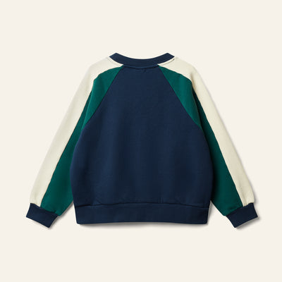 Wynken Panel Sweat Navy/ Green/ Cream