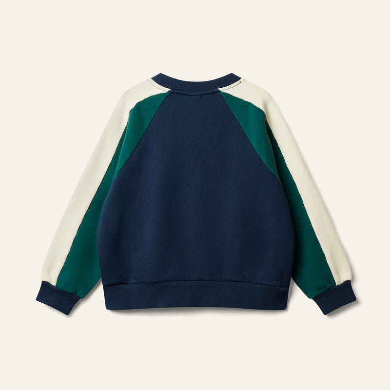 Wynken Panel Sweat Navy/ Green/ Cream