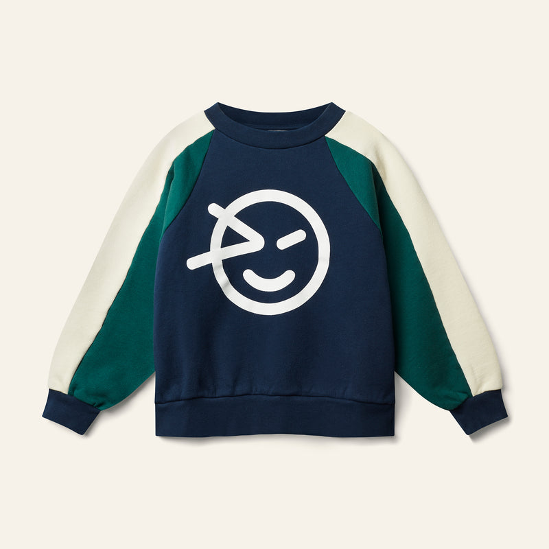 Wynken Panel Sweat Navy/ Green/ Cream