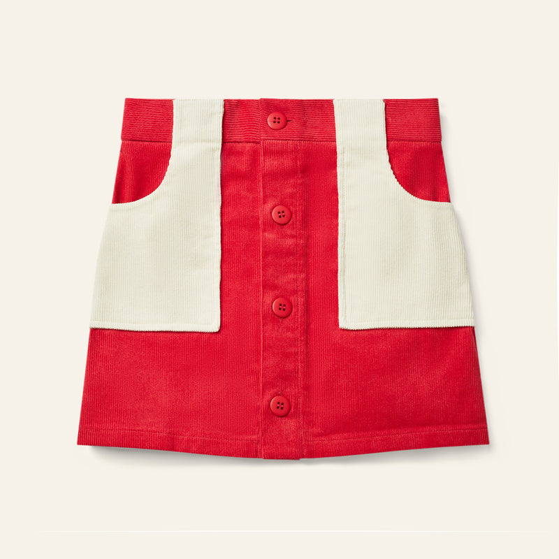 Wynken Mirco Cord Pony Skirt Rouge/Ecru