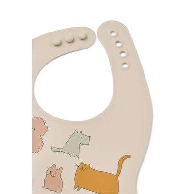 Liewood Ember Printed Bib 2-Pack Cats And Dogs/Sandy