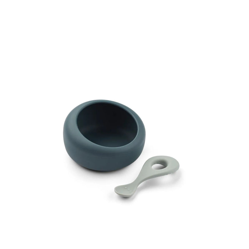 Liewood Sparia Bowl with Spoon Whale Blue/Dove Blue