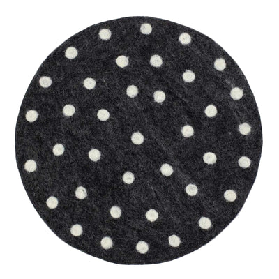 Afro Art Felt Dot Seat Pad Dark Grey White