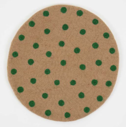 Afro Art Felt Dot Seat pad, green/beige