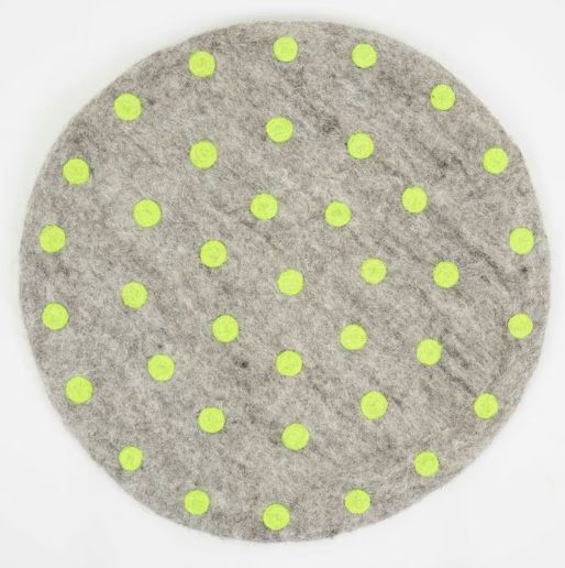 Afro Art Felt Dot Seat pad, Light grey/Yellow
