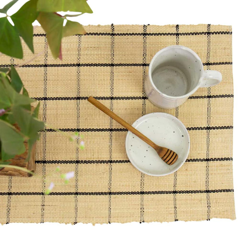 Afro Art Raffia Placemat Natural/Black