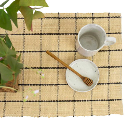 Afro Art Raffia Placemat Natural/Black
