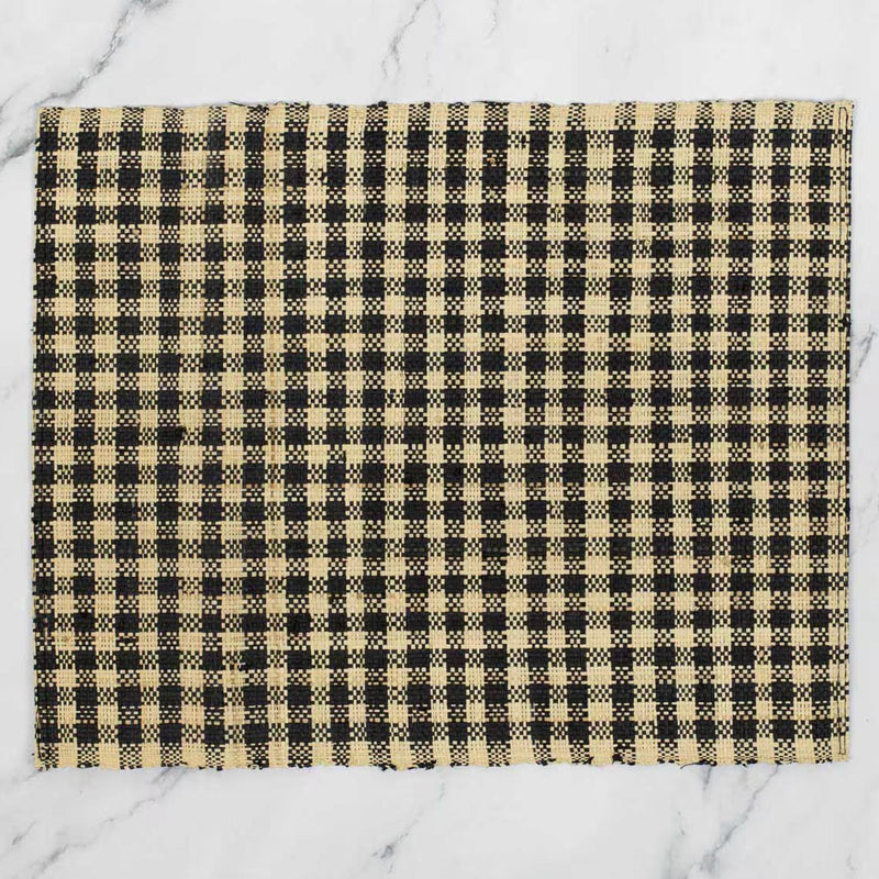 Afro Art Raffia Small Check Placemat Natural/Black