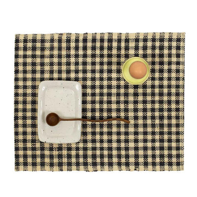 Afro Art Raffia Small Check Placemat Natural/Black